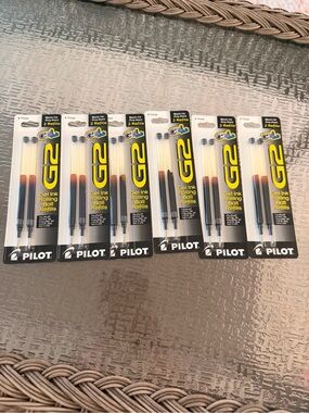 Pilot G2 Black Gel Ink Rolling Ball Pen Refills - Black (Pack of 12) New